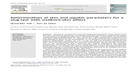 slug test analysis aquifer thickness unknown|Determination of skin and aquifer parameters for a slug test with .